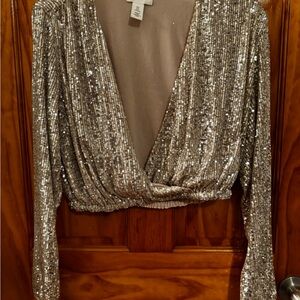 Sequin Silver Top